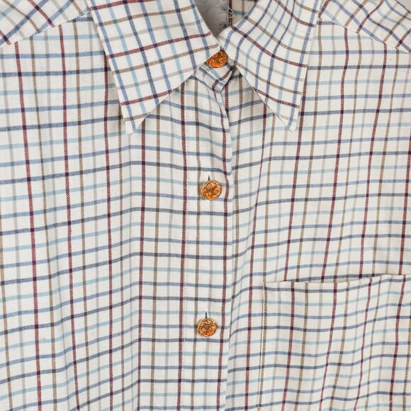 Chanel Boutique Vintage White Plaid Buttoned Flannel - Picture 6 of 8